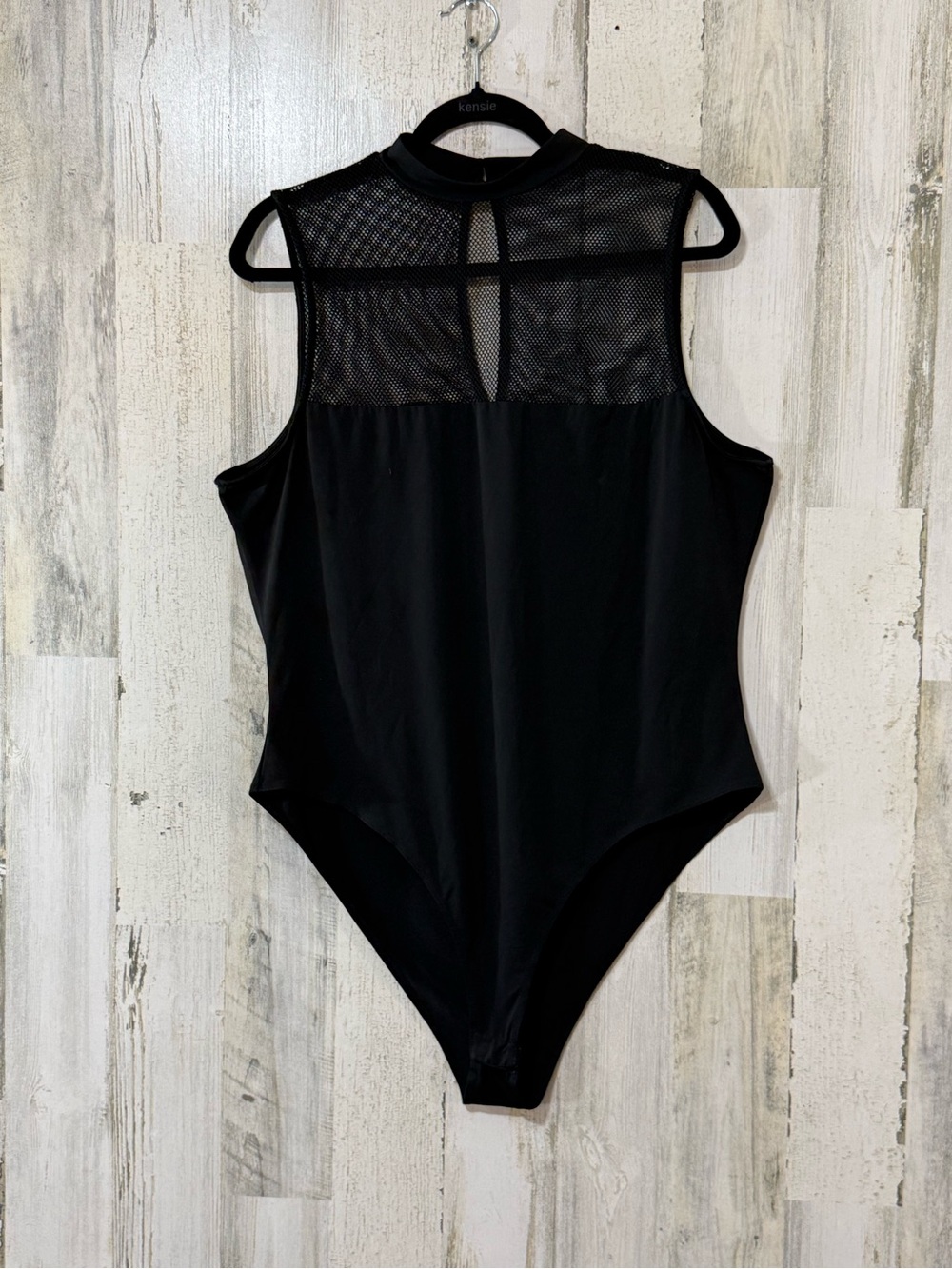 Bodysuit Black Mesh-Inset High Neck One-Piece Bodysuit